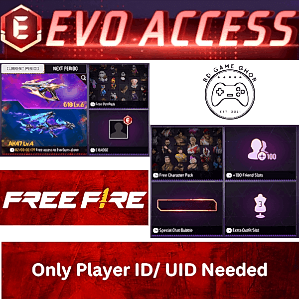 Free Fire Evo Access Top Up UID BD